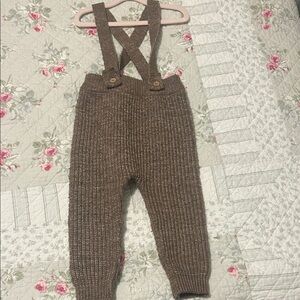 Brown Knit Kids Overalls